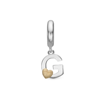 Bogstav G Hænger Charm 6 mm Til Armbånd - Blankpoleret Bicolor