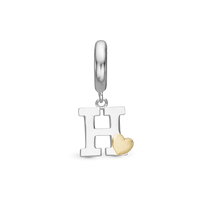 Bogstav H Hænger Charm 6 mm Til Armbånd - Blankpoleret Bicolor