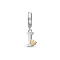 Bogstav I Hænger Charm 6 mm Til Armbånd - Blankpoleret Bicolor
