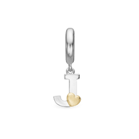 Bogstav J Hænger Charm 6 mm Til Armbånd - Blankpoleret Bicolor