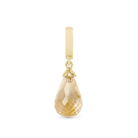 Citrine Drop Hænger Charm 6 mm Til Armbånd - Blankpoleret Forgyldt Sterling Sølv m. 1 Citrin