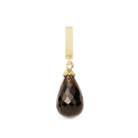 Smokey Quartz drop Hænger Charm 6 mm Til Armbånd - Blankpoleret Forgyldt Sterling Sølv m. 1 Krystalkvarts