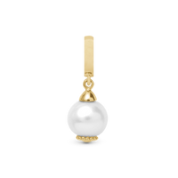 Pearl Dream white Hænger Charm 6 mm Til Armbånd - Blankpoleret Forgyldt Sterling Sølv m. 1 Ferskvandsperle