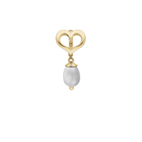True Pearl Hænger Charm 6 mm Til Armbånd - Blankpoleret Forgyldt Sterling Sølv m. 1 Ferskvandsperle