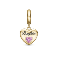 Daughter Hænger Charm 6 mm Til Armbånd - Blankpoleret Forgyldt Sterling Sølv m. 1 Turmalin