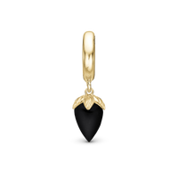 Black Chalcedony Hænger Charm 6 mm Til Armbånd - Blankpoleret Forgyldt Sterling Sølv m. 1 Kalcedon