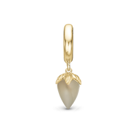 Grey Moonstone Hænger Charm 6 mm Til Armbånd - Blankpoleret Forgyldt Sterling Sølv m. 1 Månesten