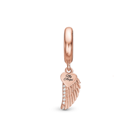 My Angel Hænger Charm 6 mm Til Armbånd - Blankpoleret Rosaforgyldt m. 9 Hvide Cubic Zirkonia