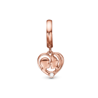 Mother & Child Hænger Charm 6 mm Til Armbånd - Blankpoleret Rosaforgyldt m. 1 Topas
