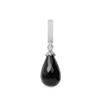 Black Onyx drop Hænger Charm 6 mm Til Armbånd - Blankpoleret Sterling Sølv m. 1 Onyx