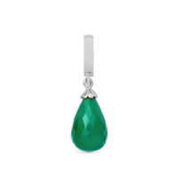 Green Onyx Drop Hænger Charm 6 mm Til Armbånd - Blankpoleret Sterling Sølv m. 1 Onyx