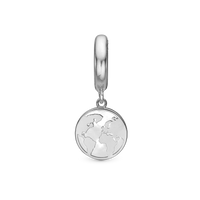 The World perlemor Hænger Charm 6 mm Til Armbånd - Blankpoleret Sterling Sølv