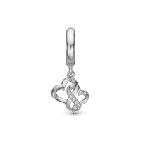 Mother Child True Love Hænger Charm 6 mm Til Armbånd - Blankpoleret Sterling Sølv m. 6 Hvide Cubic Zirkonia