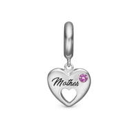 Mother Hænger Charm 6 mm Til Armbånd - Blankpoleret Sterling Sølv m. 1 Turmalin