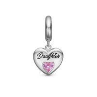 Daughter Hænger Charm 6 mm Til Armbånd - Blankpoleret Sterling Sølv m. 1 Turmalin