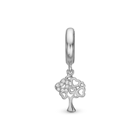 Tree of Hearts Hænger Charm 6 mm Til Armbånd - Blankpoleret Sterling Sølv m. 8 Hvide Cubic Zirkonia