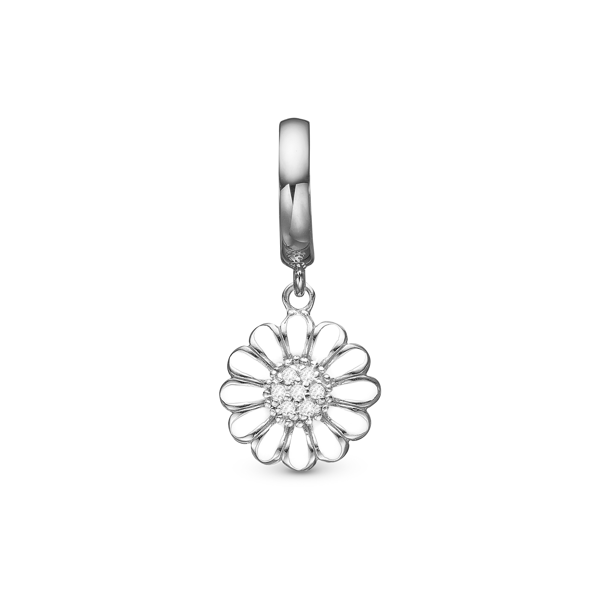 White Marguerite Hanger Charms til læderarmbånd - CHRISTINA