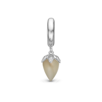 Grey Moonstone Hænger Charm 6 mm Til Armbånd - Blankpoleret Sterling Sølv m. 1 Månesten