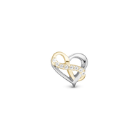 Heart with Eternity - Charm 4 mm Til Armbånd - Blankpoleret Bicolor m. 8 Topas