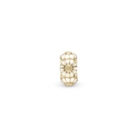 White Marguerit Stopper - Charm 4 mm Til Armbånd - Blankpoleret Forgyldt Sterling Sølv