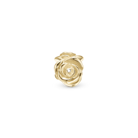 Sparkling Rose - Charm 4 mm Til Armbånd - Blankpoleret Forgyldt Sterling Sølv m. 3 Cubic Zirkonia