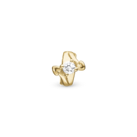With Love stopper - Charm 4 mm Til Armbånd - Blankpoleret Forgyldt Sterling Sølv m. 1 Topas