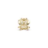 Butterfly Change Stopper - Charm 4 mm Til Armbånd - Blankpoleret Forgyldt Sterling Sølv m. 18 Topas