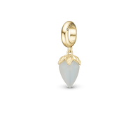 Grey Moonstone - Hænger Charm 4 mm Til Armbånd - Blankpoleret Forgyldt Sterling Sølv m. 1 Månesten