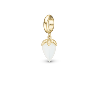 White Chalcedony - Hænger Charm 4 mm Til Armbånd - Blankpoleret Forgyldt Sterling Sølv m. 1 Kalcedon