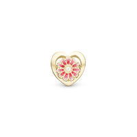 Pink Marguerit - Charm 4 mm Til Armbånd - Blankpoleret Forgyldt Sterling Sølv m. 1 Topas