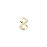Eternity - Charm 4 mm Til Armbånd - Blankpoleret Forgyldt Sterling Sølv m. 6 Topas