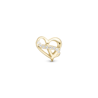 Heart with Eternity - Charm 4 mm Til Armbånd - Blankpoleret Forgyldt Sterling Sølv m. 8 Topas