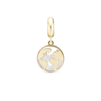 The World perlemor - Hænger Charm 4 mm Til Armbånd - Blankpoleret Forgyldt Sterling Sølv m. Cubic Zirkonia