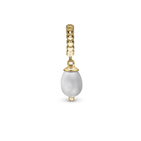 True Pearl - Hænger Charm 4 mm Til Armbånd - Blankpoleret Forgyldt Sterling Sølv m. 1 Ferskvandsperle