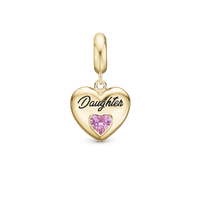 Daughter - Hænger Charm 4 mm Til Armbånd - Blankpoleret Forgyldt Sterling Sølv m. 3 Turmalin