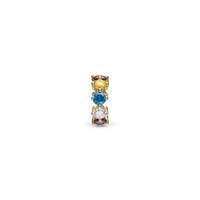 Rainbow - Charm 4 mm Til Armbånd - Blankpoleret Forgyldt Sterling Sølv m. 7 Cubic Zirkonia