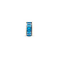 Blue Baguette - Charm 4 mm Til Armbånd - Blankpoleret Forgyldt Sterling Sølv m. 10 Cubic Zirkonia