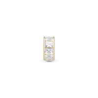 White Baguette - Charm 4 mm Til Armbånd - Blankpoleret Forgyldt Sterling Sølv m. 10 Cubic Zirkonia