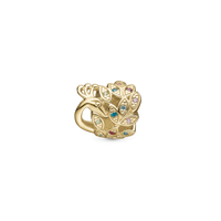 Peacock - Charm 4 mm Til Armbånd - Blankpoleret Forgyldt Sterling Sølv m. 13 Cubic Zirkonia