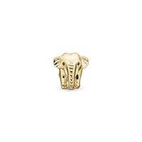 Elephant - Charm 4 mm Til Armbånd - Blankpoleret Forgyldt Sterling Sølv m. 2 Onyx