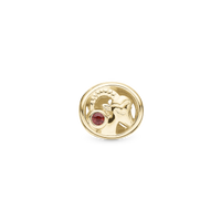 Stjernetegn Stenbuk - Charm 4 mm Til Armbånd - Blankpoleret Forgyldt Sterling Sølv m. 1 Garnet