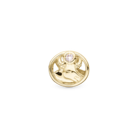Stjernetegn Tyr - Charm 4 mm Til Armbånd - Blankpoleret Forgyldt Sterling Sølv m. 1 Rosa Kvarts