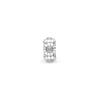 White Marguerit Stopper - Charm 4 mm Til Armbånd - Blankpoleret Sterling Sølv