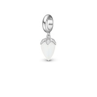 White Chalcedony - Hænger Charm 4 mm Til Armbånd - Blankpoleret Sterling Sølv m. 1 Kalcedon