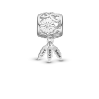 Live Love Hope - Charm 4 mm Til Armbånd - Satin Sterling Sølv m. 1 Topas