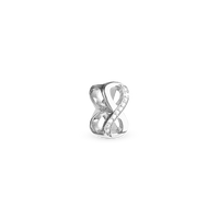 Eternity double - Charm 4 mm Til Armbånd - Blankpoleret Sterling Sølv m. 10 Topas