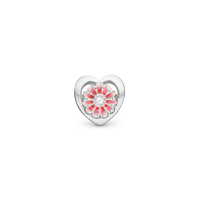Pink Marguerit - Charm 4 mm Til Armbånd - Blankpoleret Sterling Sølv m. 1 Topas