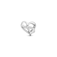Heart with Eternity - Charm 4 mm Til Armbånd - Blankpoleret Sterling Sølv m. 8 Topas