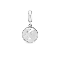 The World perlemor - Hænger Charm 4 mm Til Armbånd - Blankpoleret Sterling Sølv