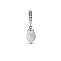 True Pearl - Hænger Charm 4 mm Til Armbånd - Blankpoleret Sterling Sølv m. 1 Ferskvandsperle